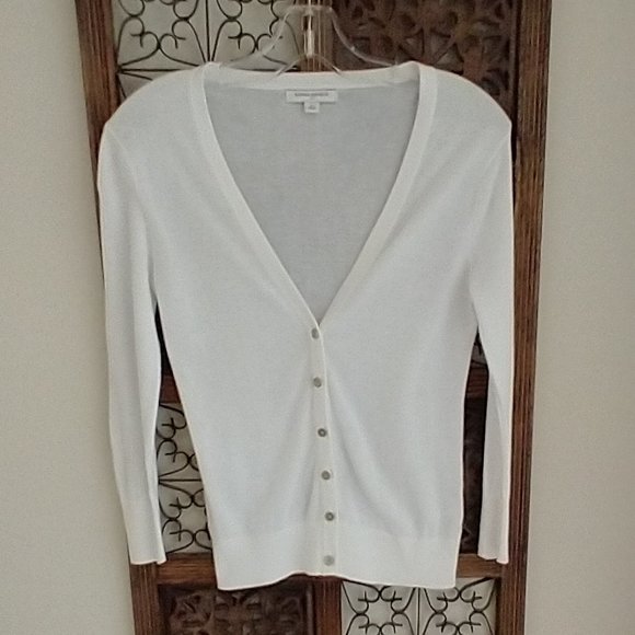 Women's size XS white button-up cardigan - light material - Picture 1 of 11